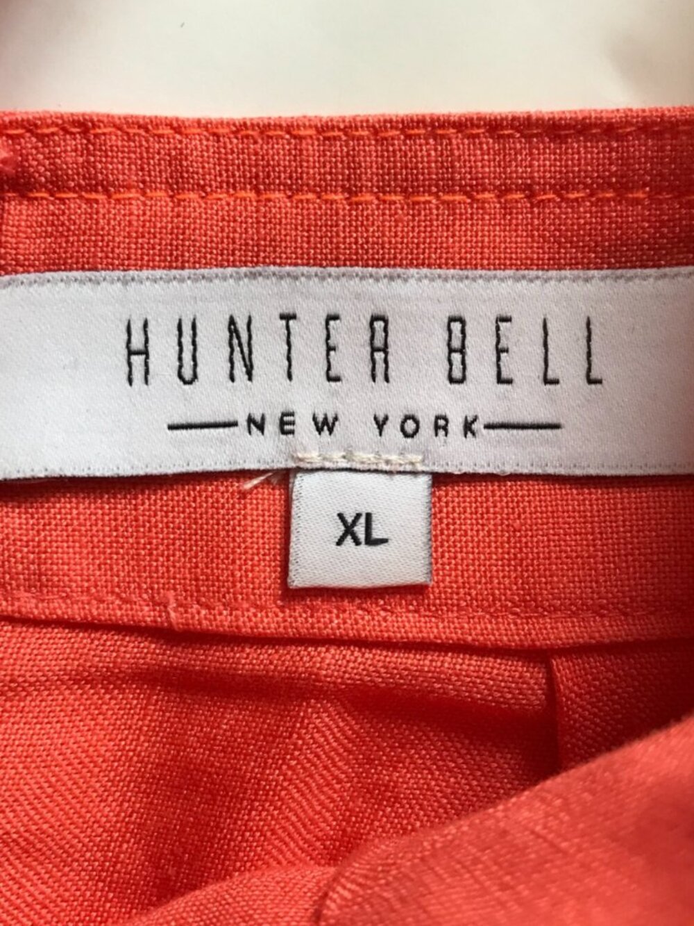 Hunter Bell Waverly Midi Dress Womens XL Orange Melon Square Neck Linen Boho - Picture 7 of 13